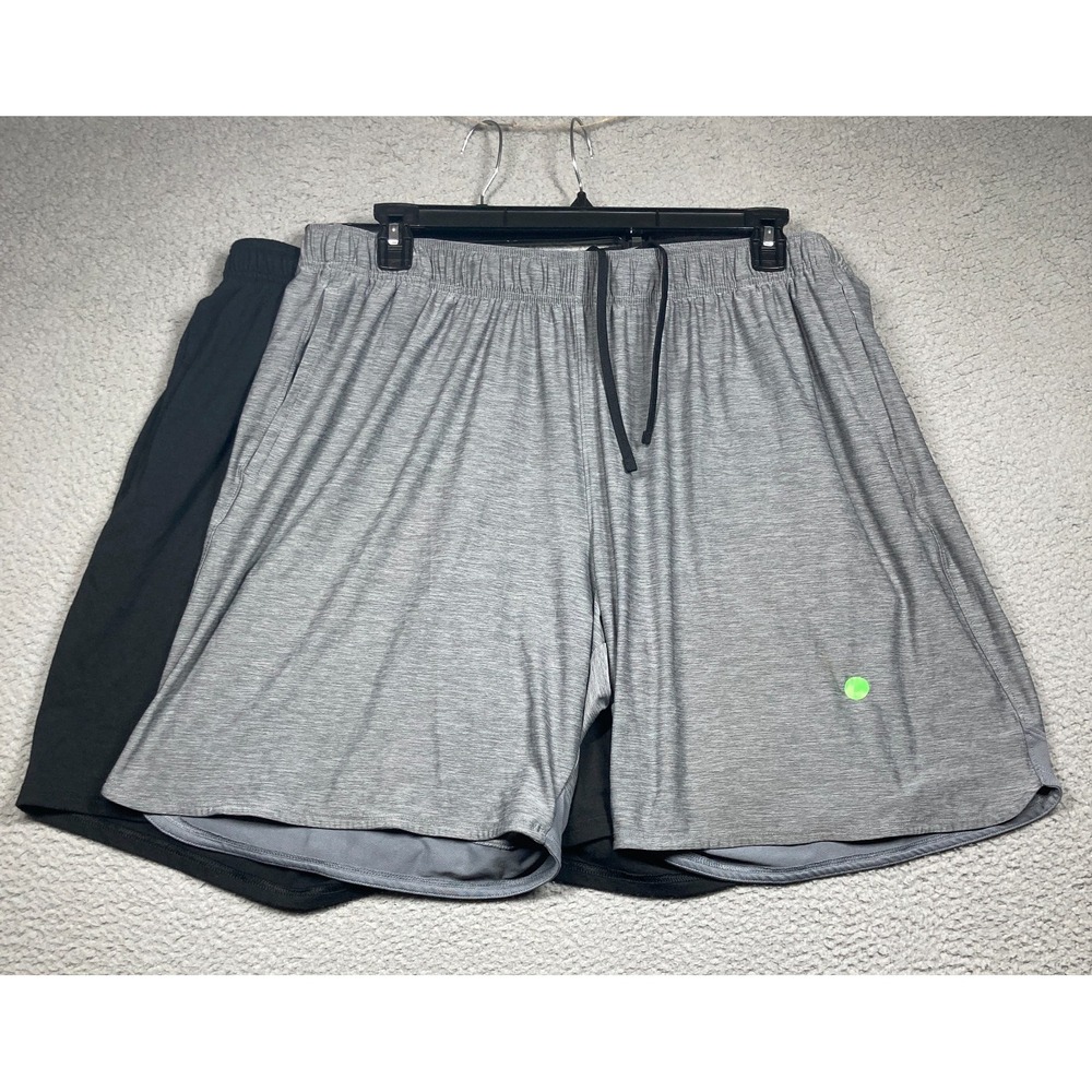 Athletic Works Shorts Men's 2XL Lot of 2 Gray Black Elastic Drawstring FLAWs